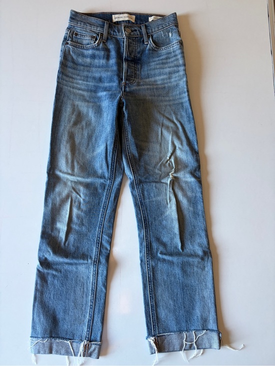 Denim Forum Denim - Denim forum arlo high rise straight distressed blue jeans women’s size 24 ankle